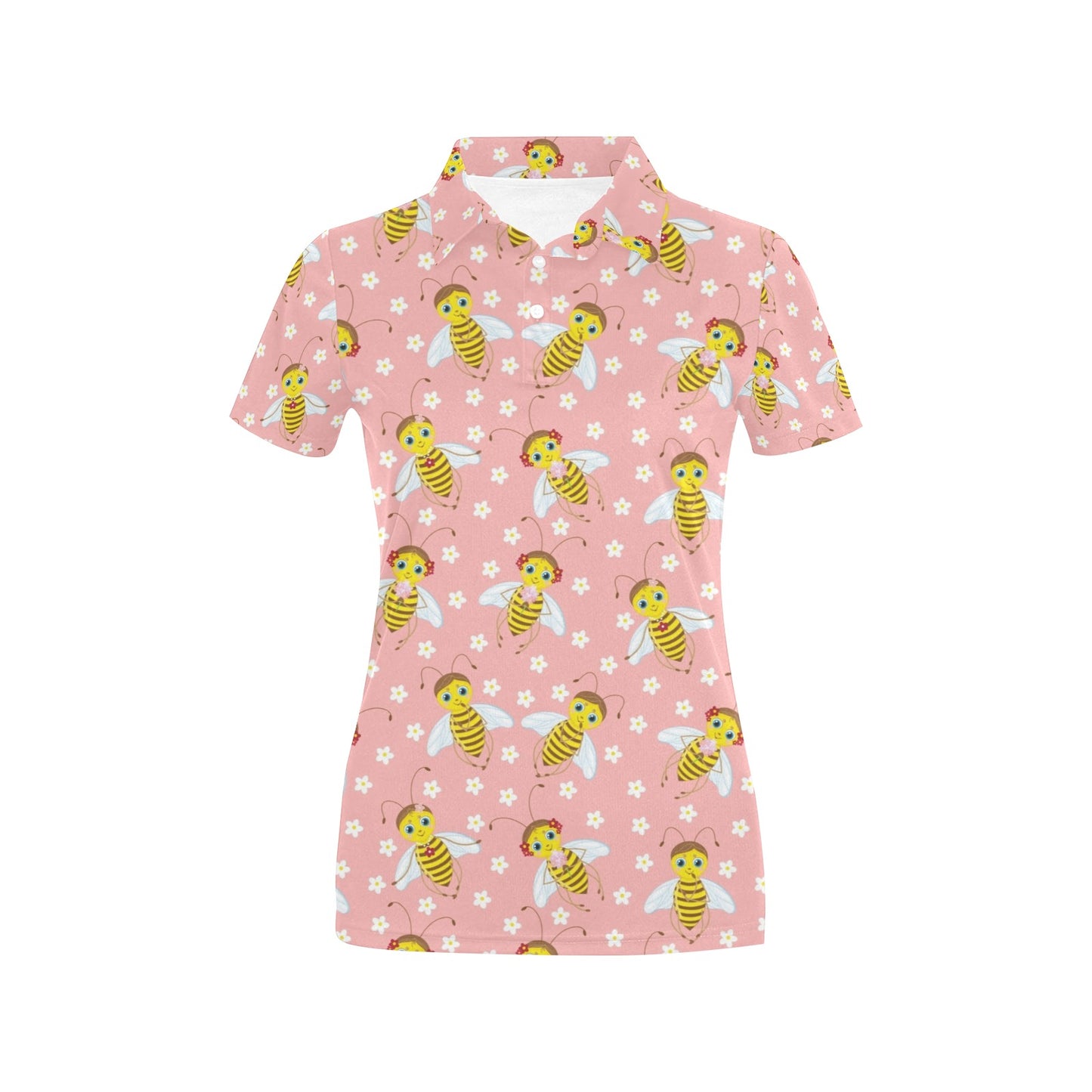 Bee Pattern Print Design BEE07 Women's Polo Shirt