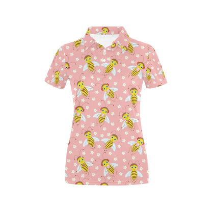 Bee Pattern Print Design BEE07 Women's Polo Shirt