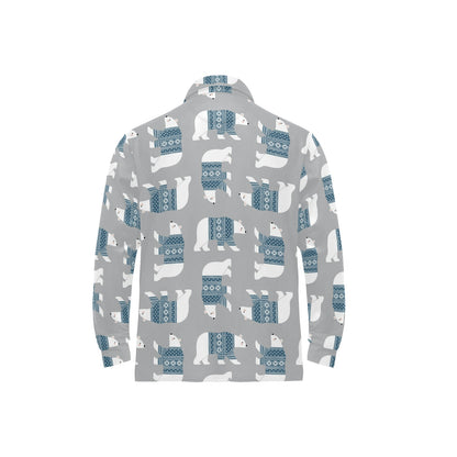 Polar Bear Pattern Print Design A03 Long Sleeve Polo Shirt For Men's