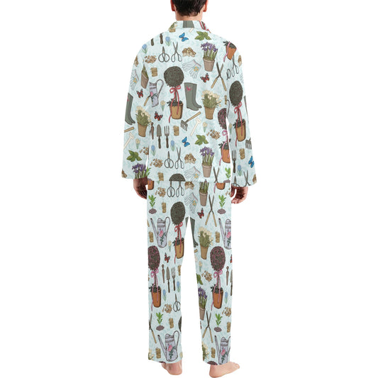 Gardening Pattern Print Design G01 Men's Long Pajama Set