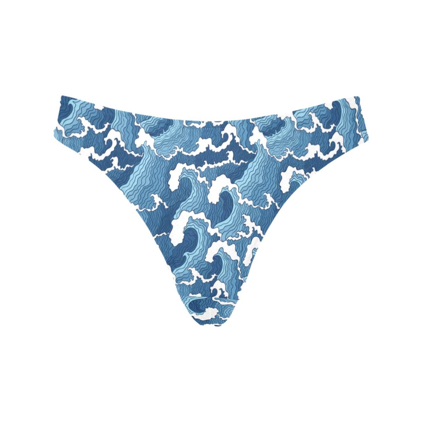 Wave Themed Pattern Print Women's Thongs