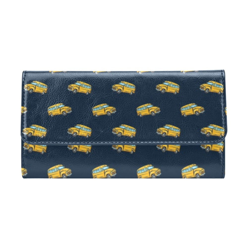 School Bus Print Design LKS304 Women's Trifold Wallet