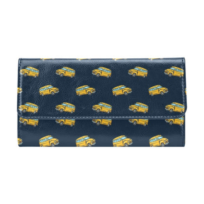 School Bus Print Design LKS304 Women's Trifold Wallet