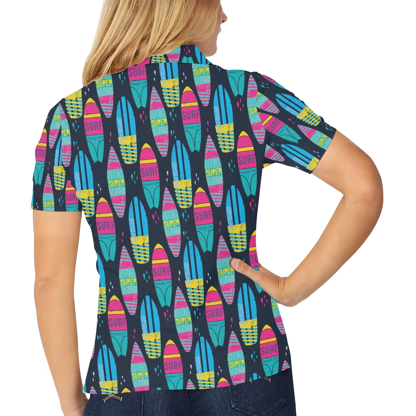Surfboard Colorful Print Design LKS302 Women's Polo Shirt