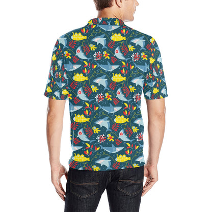 Scuba With Sharks Print Design LKS303 Men Polo Shirt