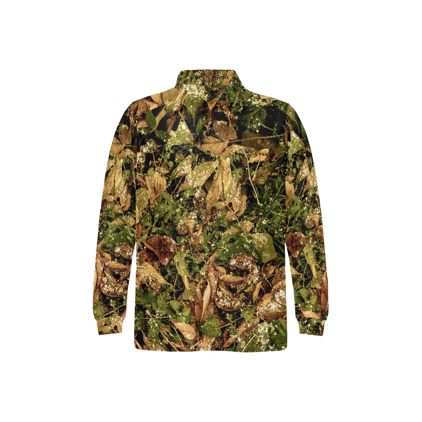 Camo Realistic Tree Forest Texture Print Long Sleeve Polo Shirt For Men's