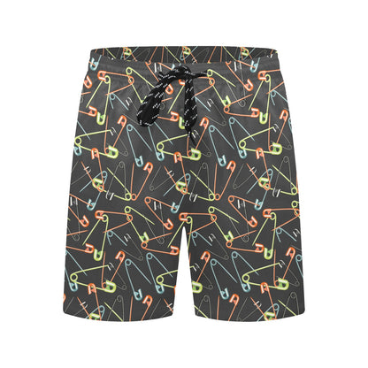 Safety Pin Print Design LKS301 Men's Swim Trunks Beach Shorts