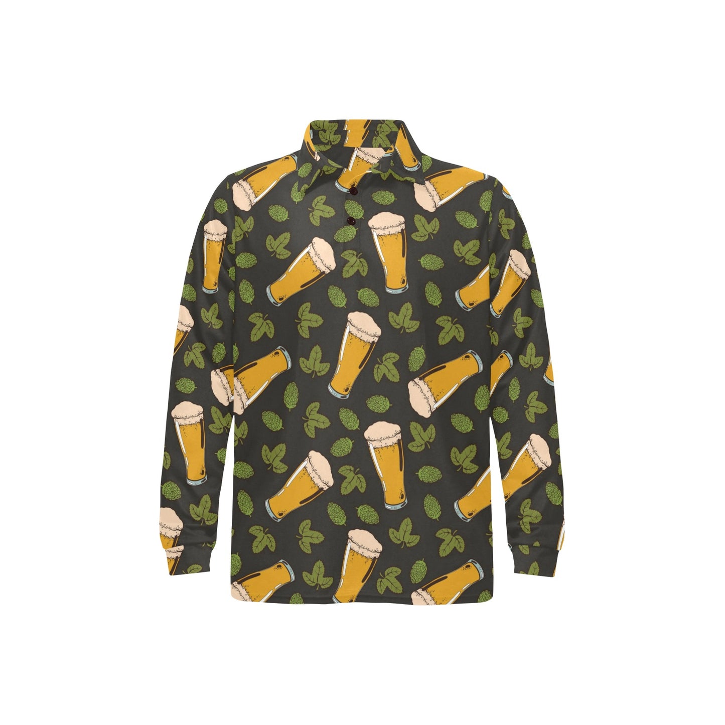 Beer Iris Pattern Print Design 02 Long Sleeve Polo Shirt For Men's