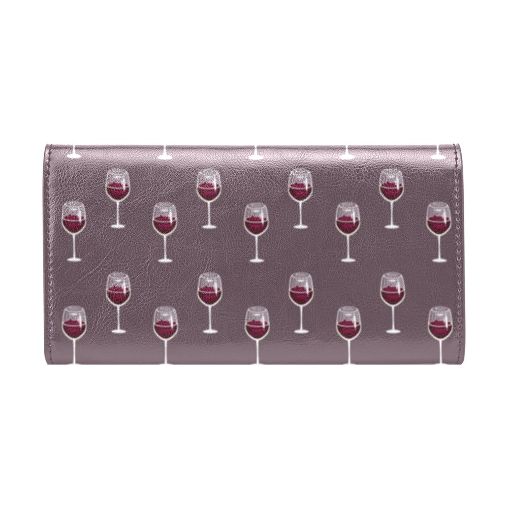 Wine Glass Pattern Print Design LKS305 Women's Trifold Wallet