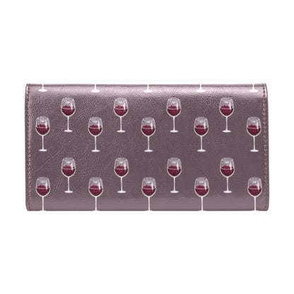 Wine Glass Pattern Print Design LKS305 Women's Trifold Wallet