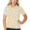 Daisy Yellow Watercolor Print Pattern Women's Polo Shirt