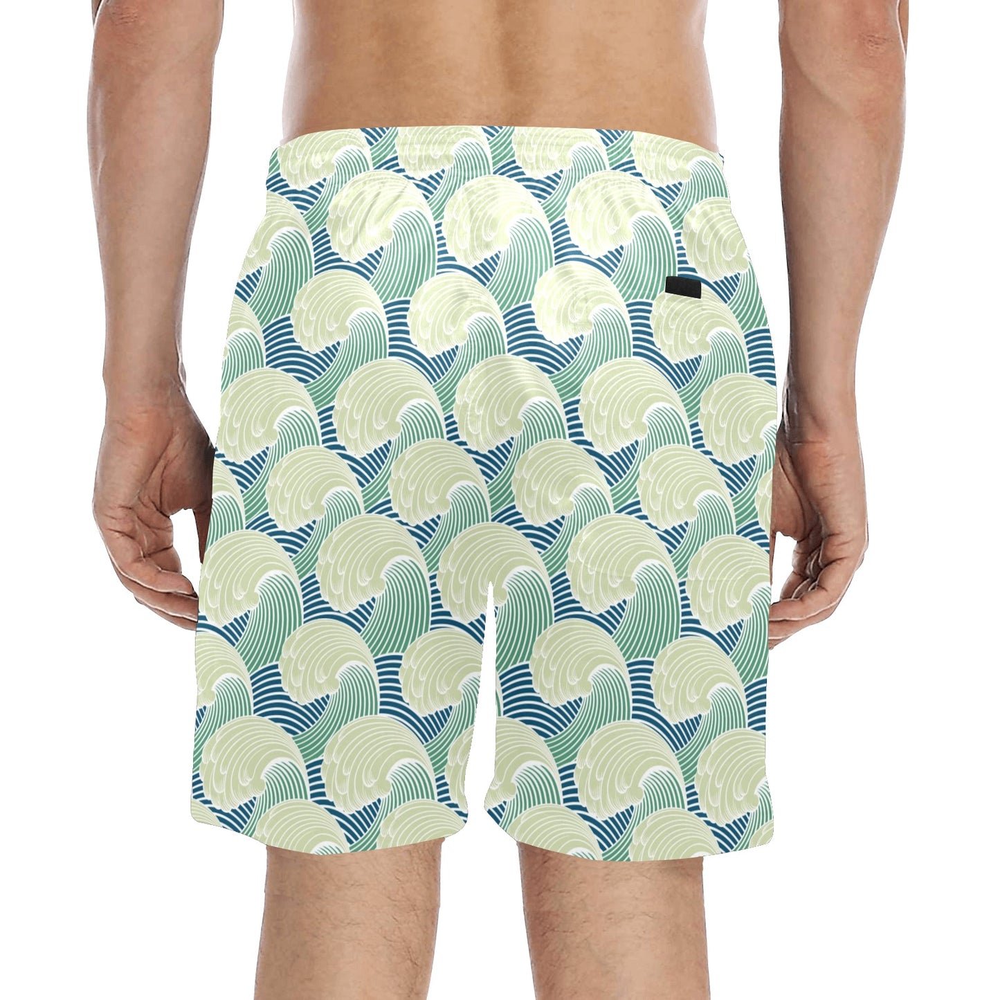 Wave Japan Style Print Design LKS302 Men's Swim Trunks Beach Shorts