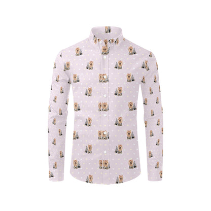 Yorkshire Terriers Print Design LKS302 Men's Long Sleeve Dress Shirt