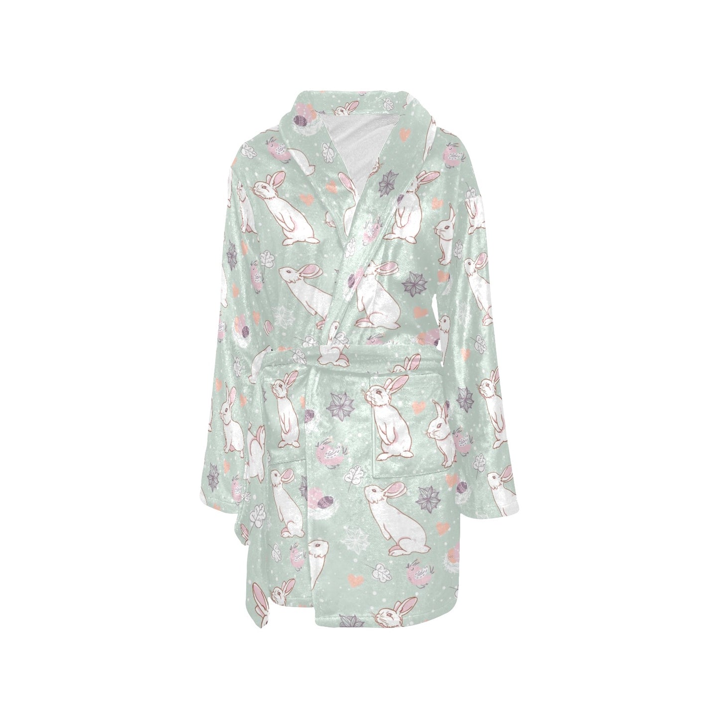 Rabbit Pattern Print Design RB011 Women's Fleece Robe