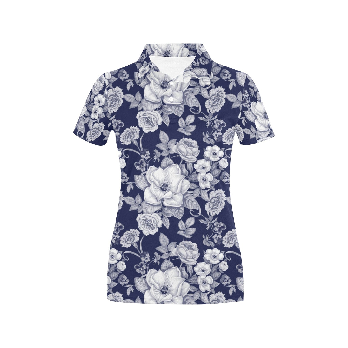 Floral Infrared Pattern Women's Polo Shirt