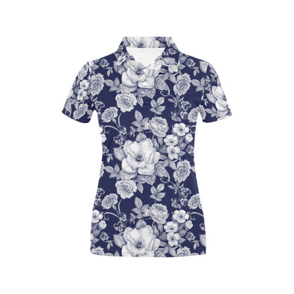 Floral Infrared Pattern Women's Polo Shirt