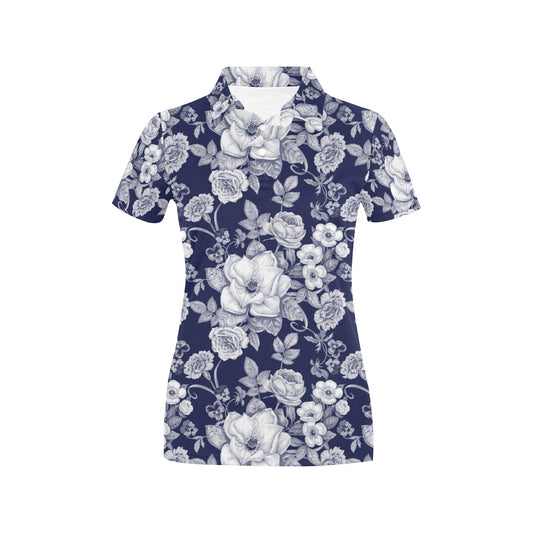 Floral Infrared Pattern Women's Polo Shirt