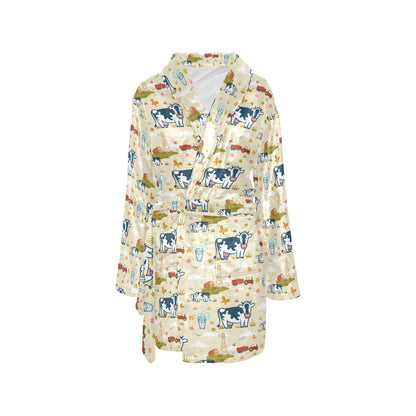Cow Farm Design Print Women's Fleece Robe