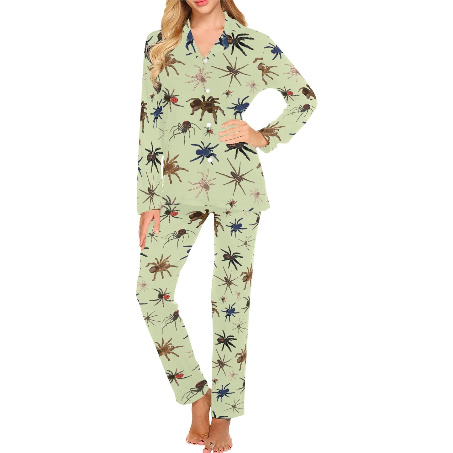 Tarantula Pattern Print Design 02 Women's Long Pajama Set