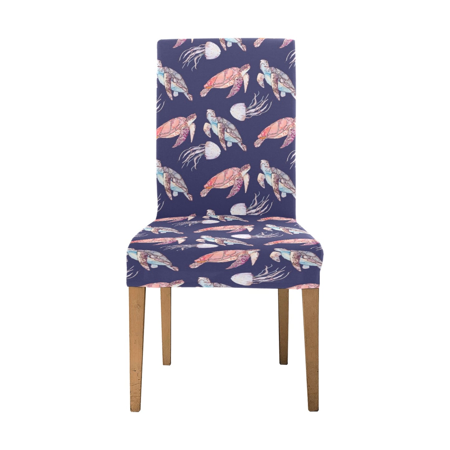 Sea Turtle With Jelly Fish Print Design LKS301 Dining Chair Slipcover