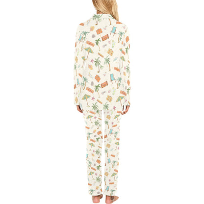 Beach Themed Pattern Print Design 05 Women's Long Pajama Set