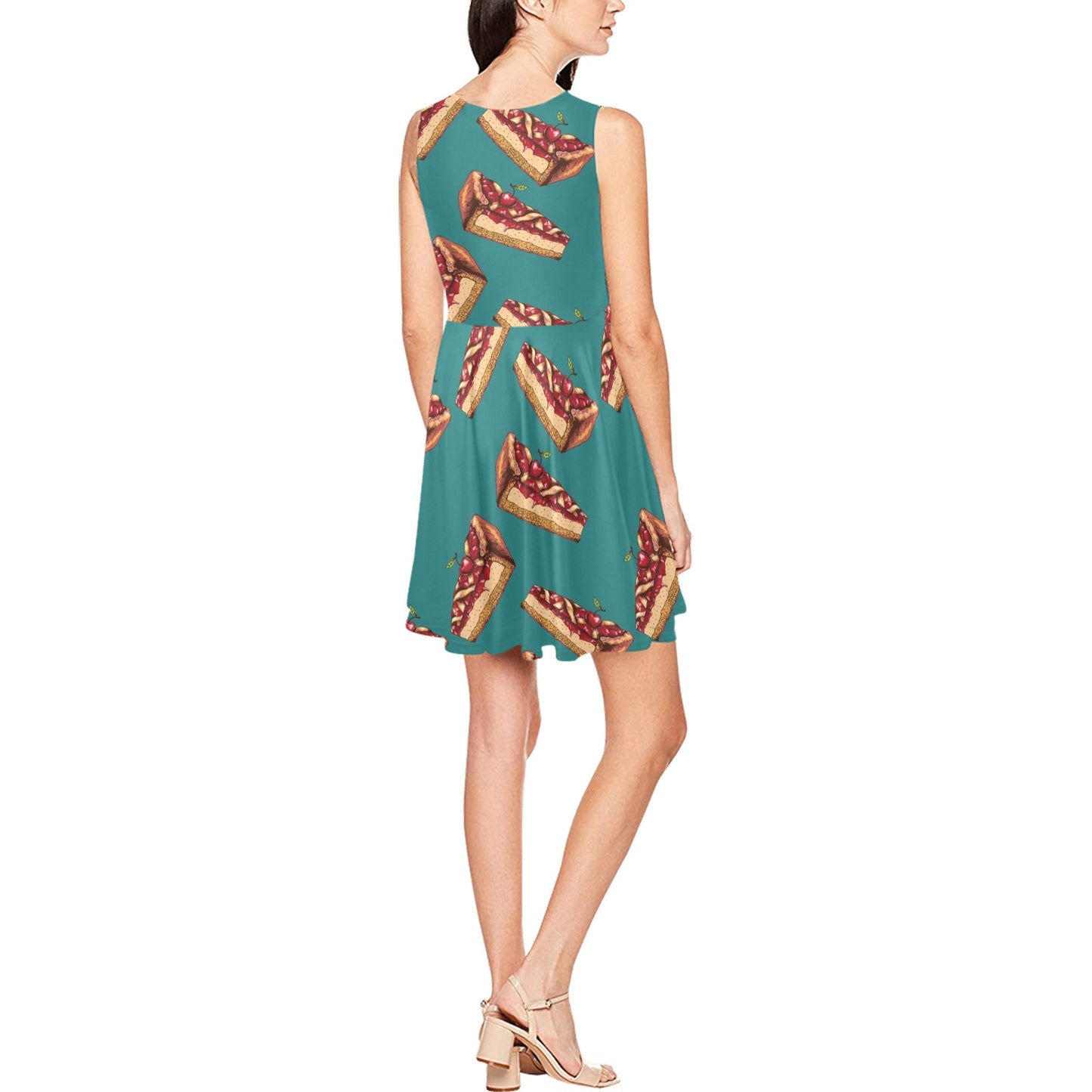 Cheesecake Cherry Pattern Print Design CK03 Sleeveless Dress