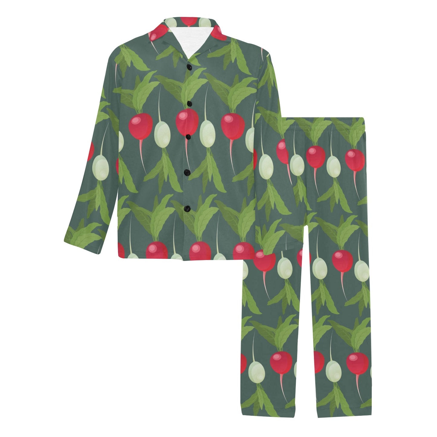 Radish Pattern Print Design A03 Men's Long Pajama Set