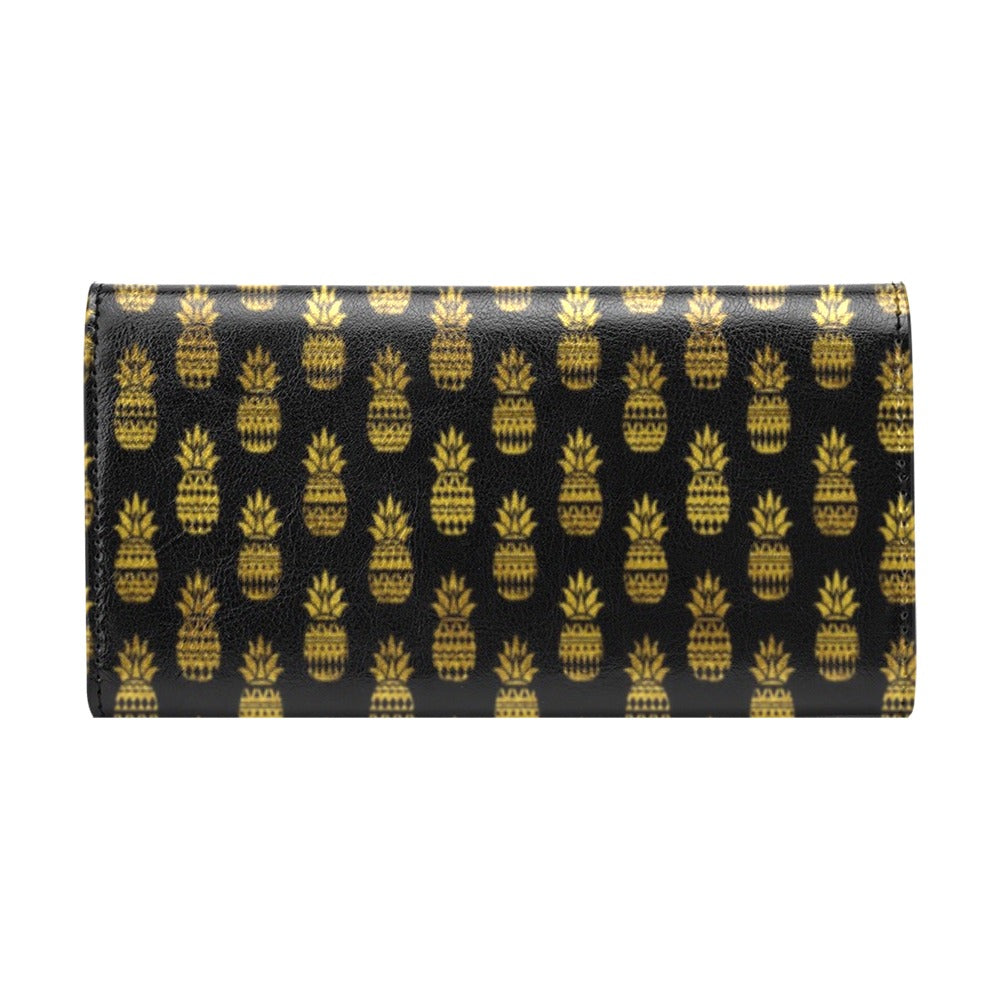 Pineapple Gold Tribal Style Print Women's Trifold Wallet