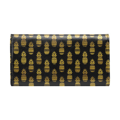 Pineapple Gold Tribal Style Print Women's Trifold Wallet