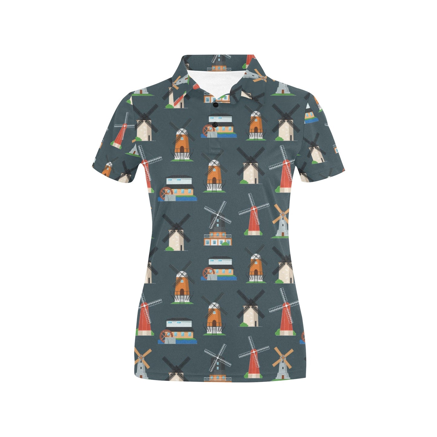Windmill Pattern Print Design 04 Women's Polo Shirt