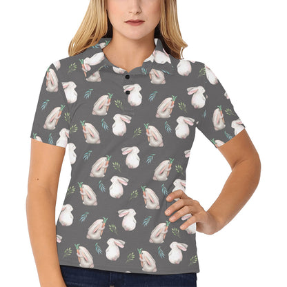 Rabbit Print Design LKS402 Women's Polo Shirt