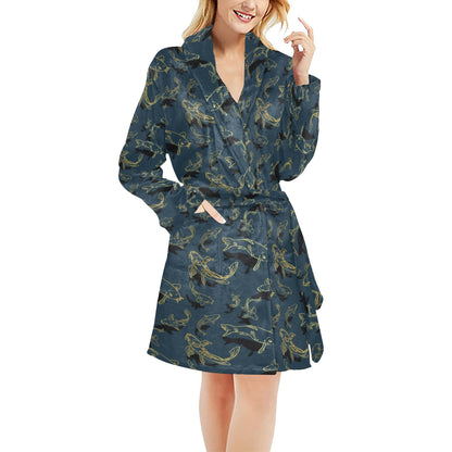 Koi Carp Gold Design Themed Print Women's Fleece Robe