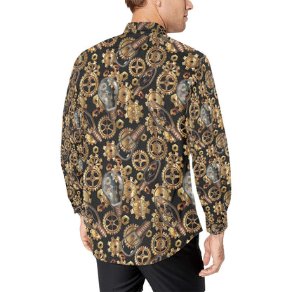 Steampunk Lightbulb Print Design LKS304 Men's Long Sleeve Dress Shirt