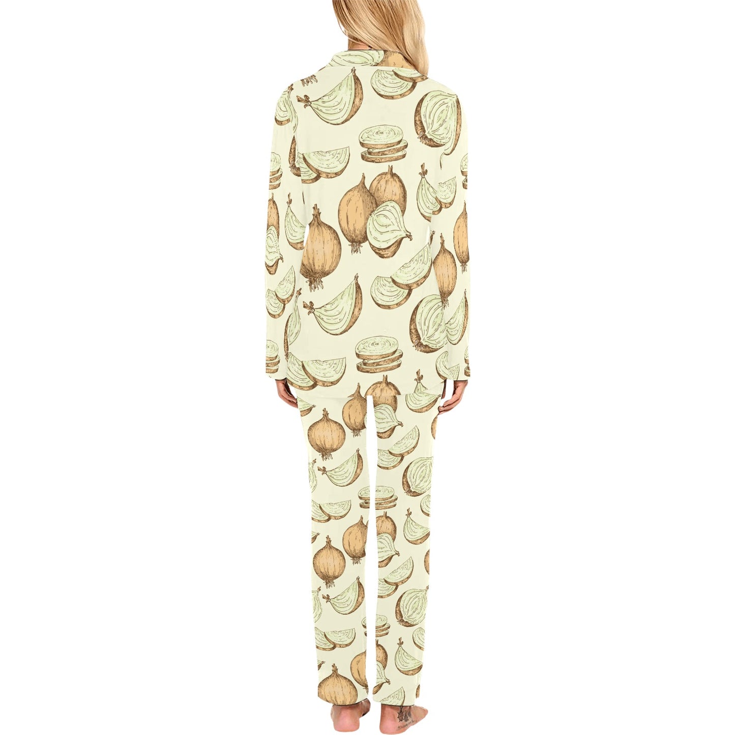 Onion Pattern Print Design A02 Women's Long Pajama Set