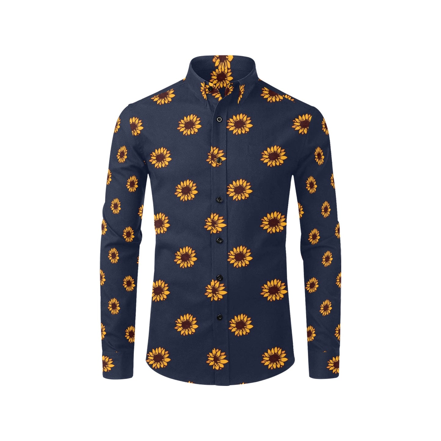 Sunflower Print Design LKS304 Men's Long Sleeve Dress Shirt