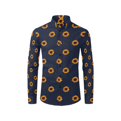 Sunflower Print Design LKS304 Men's Long Sleeve Dress Shirt