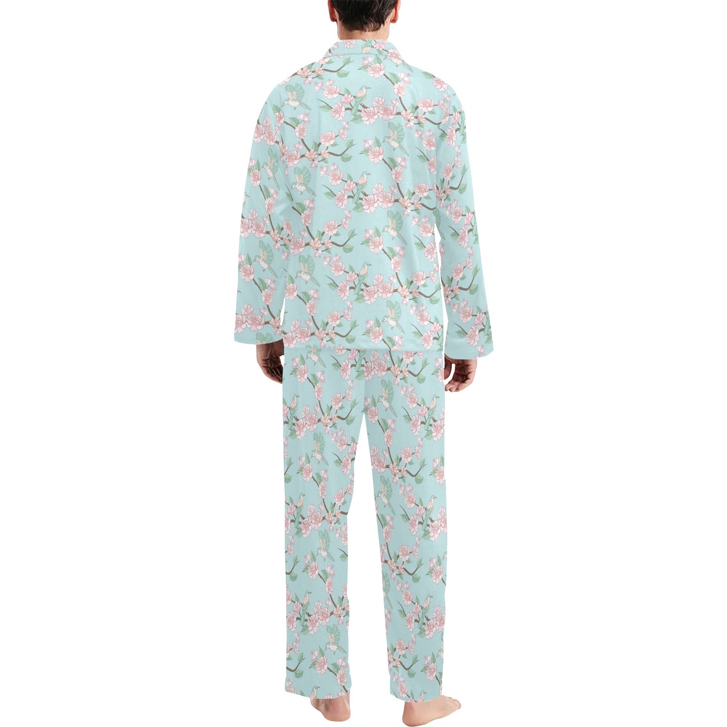Cherry Blossom Pattern Print Design 02 Men's Long Pajama Set