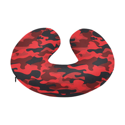 Camo Red Pattern Print Design 03 U-Shaped Travel Neck Pillow