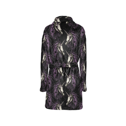 Unicorn Skull head Women's Fleece Robe