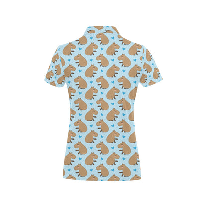 Capybara Pattern Print Design 01 Women's Polo Shirt