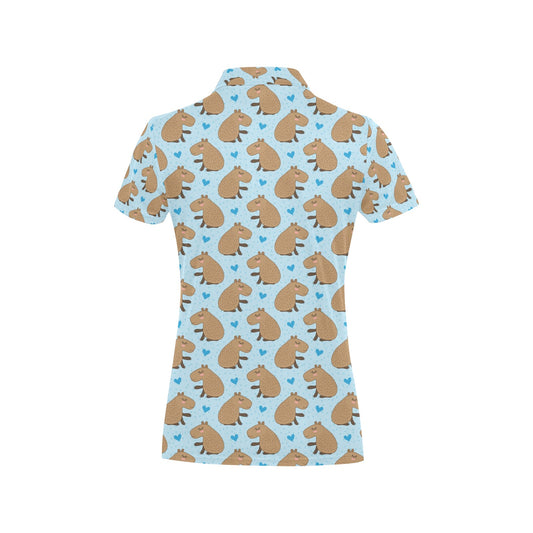 Capybara Pattern Print Design 01 Women's Polo Shirt