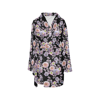 Dahlia Pattern Print Design DH012 Women's Fleece Robe