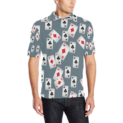 Poker Cards Pattern Print Design A05 Men Polo Shirt