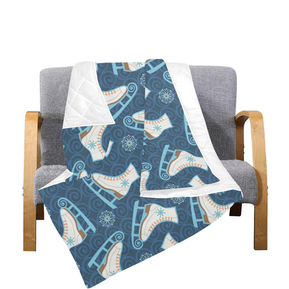 Ice Skate Pattern Print Design 01 Premium Quilt