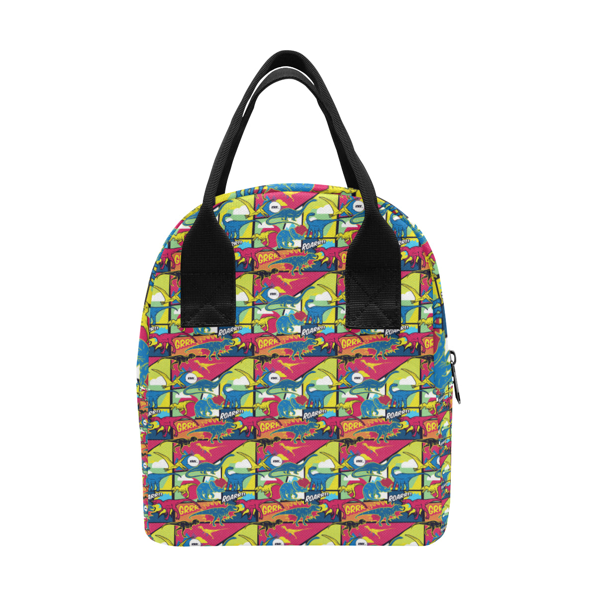 Dinosaur Comic Pop Art Style Insulated Lunch Bag