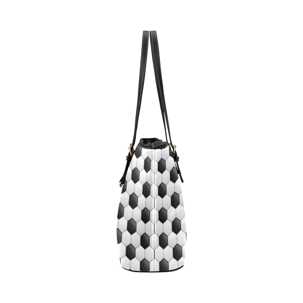 Soccer Ball Texture Print Pattern Leather Tote Bag