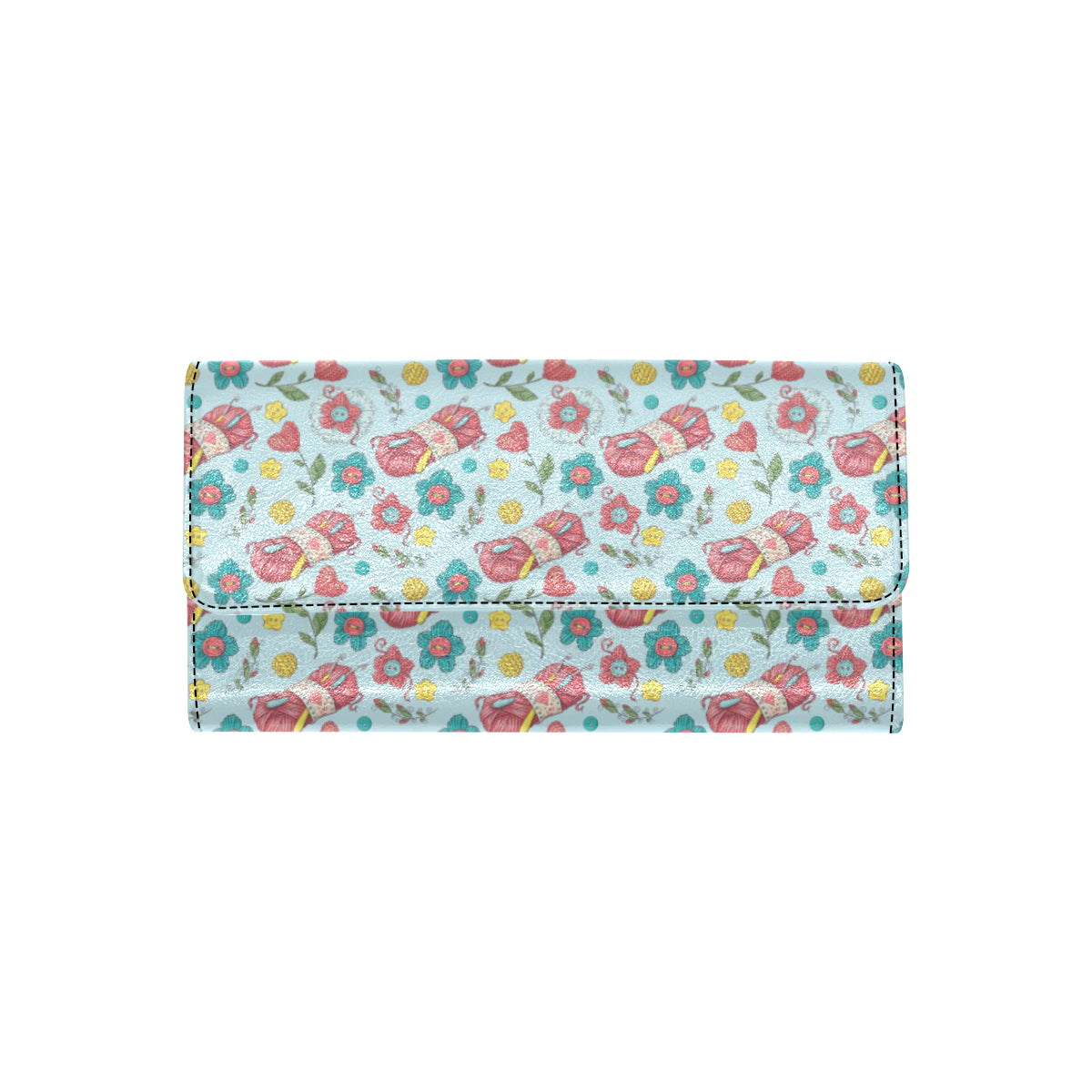Crochet Pattern Print Design 01 Women's Trifold Wallet