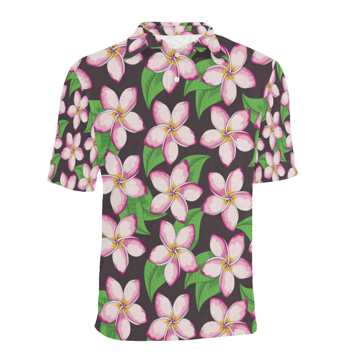 Pink Plumeria Pattern Print Design PM019 Men Polo Shirt