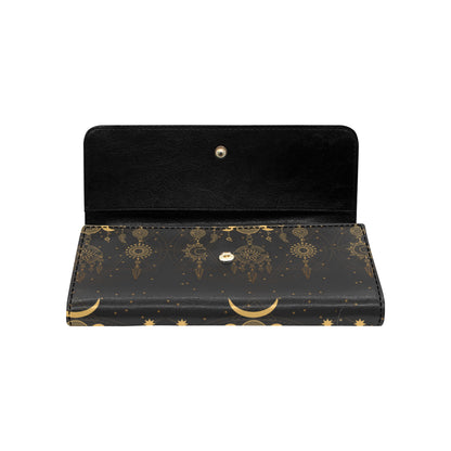 Sun Moon Boho Style Women's Trifold Wallet