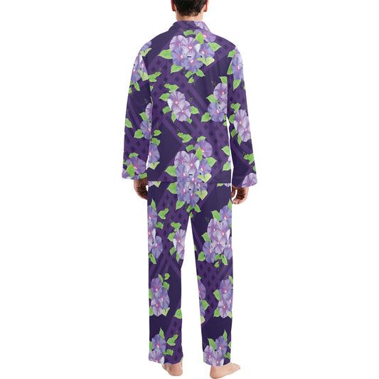 Morning Glory Pattern Print Design MG03 Men's Long Pajama Set